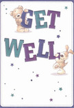 With every detail radiating warmth, this get well card is perfect for sending genuine comfort across Ardleigh Green. Two playful figures dominate the scene: a huggable teddy bear and a lively puppy, both caught mid-embrace as they support the imaginative, oversized letters spelling 'Get Well.' Deep indigo and cool teal tones invigorate the text, providing a vibrant contrast to the card's clean, creamy backdrop, reminiscent of the peaceful ambience in Ardleigh Green's residential lanes. Whimsical stars in various blues and purples shine across the illustration, adding sparks of hope and light. The tactile quality of the bear's fur and the puppy's floppy ears is rendered with remarkable care, their softness all but leaping from the page and inviting a sense of comfort for anyone in recovery. More than just a card, this creation is an emotional salve meant to accompany flowers or well wishes, reflecting Ardleigh Green's tradition of heartfelt support and neighbourly kindness. Delivered across the community, its joyful imagery is as uplifting as fresh blooms arriving on a doorstep.